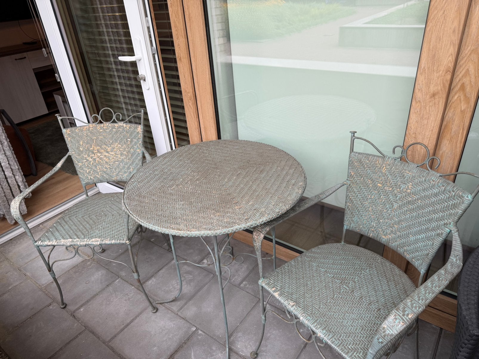 Tuin set riet en ijzer, Overige materialen, Zo goed als nieuw, Tuinset, Eettafel