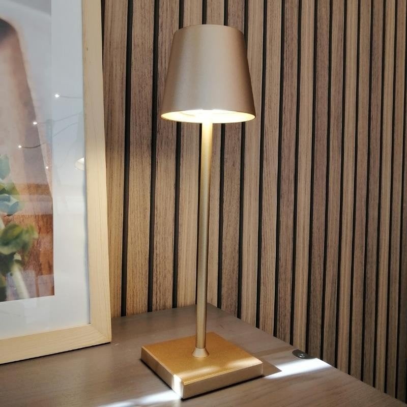 Oplaadbare tafellamp goud-zwart-wit met touch dim functie, Ophalen of Verzenden, Nieuw