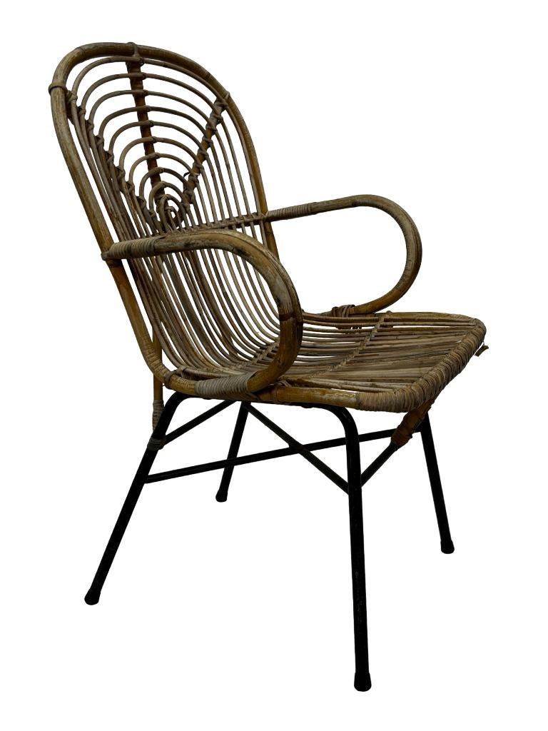 Vintage Rotan Stoel Dirk Van Sliedregt Rohe Noordwolde 1960, Ophalen, Vintage rotan, Gebruikt, Vintage rotan