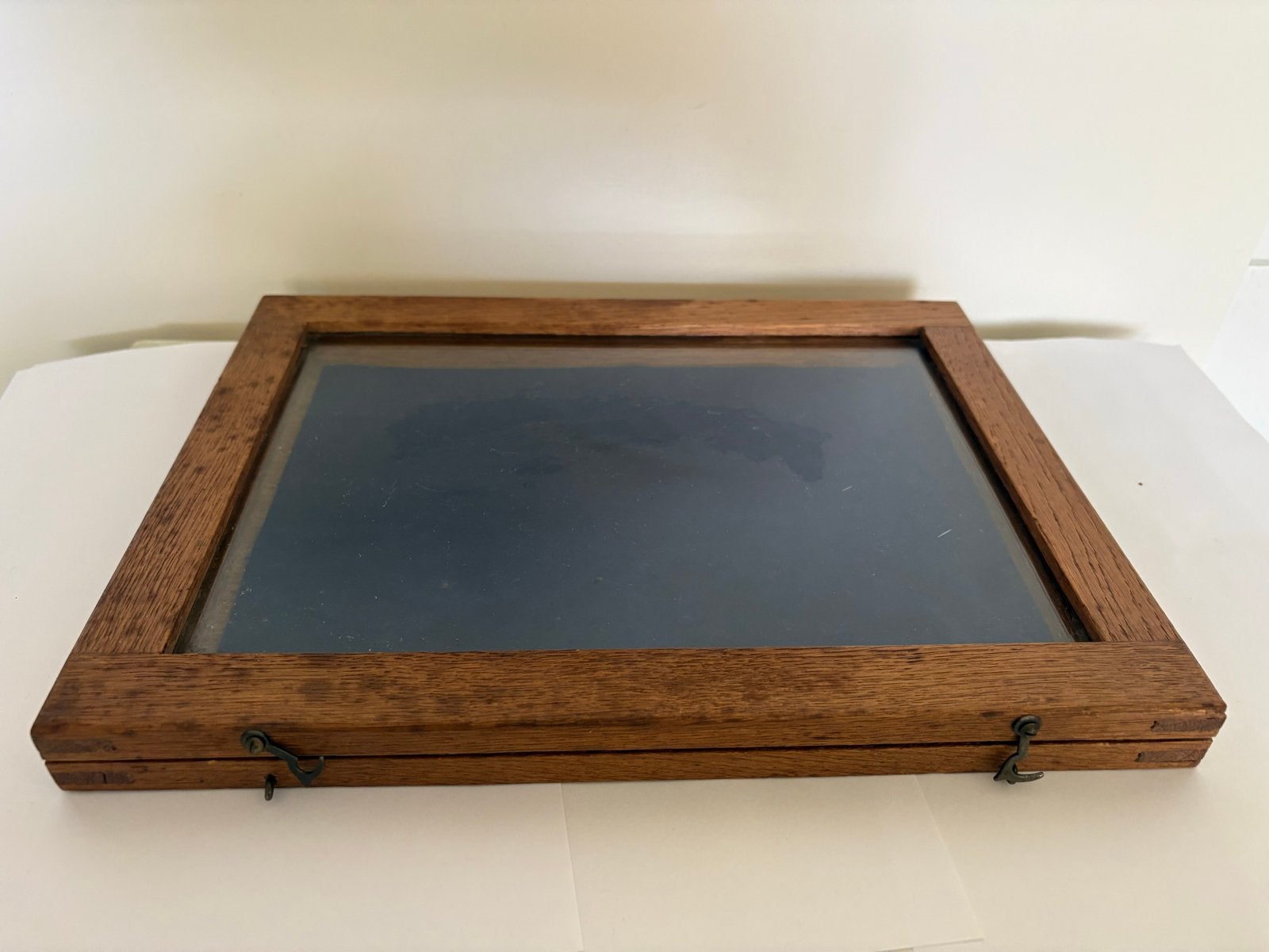 Eikenhouten Vitrinekistje met Glas voor Sieraden, Ophalen of Verzenden, Gebruikt
