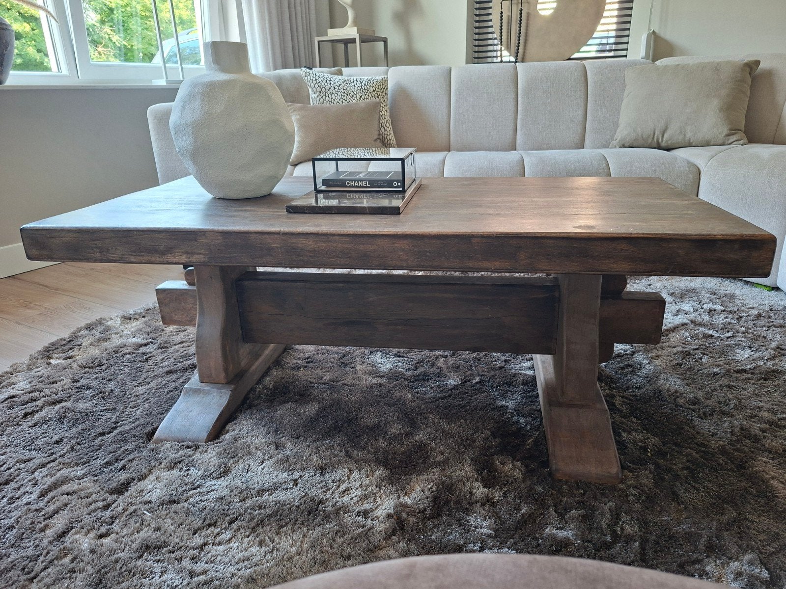 Salontafel eiken, Ophalen, Gebruikt, 100 tot 150 cm, Eikenhout