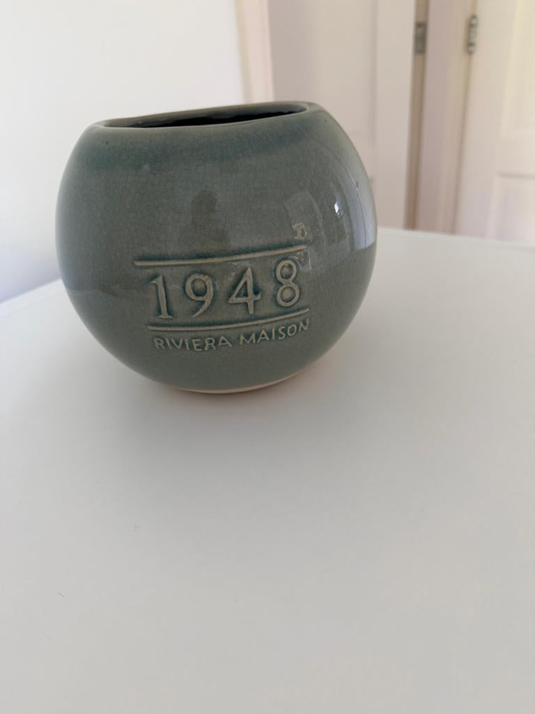 Riviera Maison Vaas 1948 - Groen Keramiek, Ophalen of Verzenden, Zo goed als nieuw, Groen