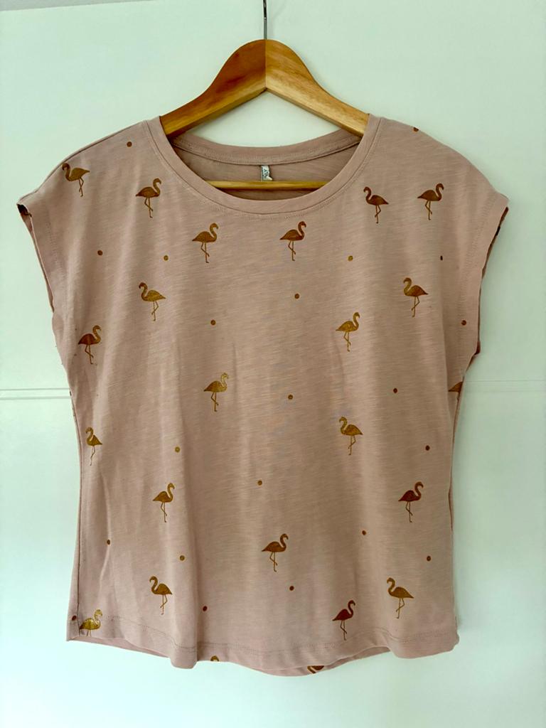 ONLY Roze T-shirt met Flamingo Print - Maat xS, Kleding | Dames, Tops, Ophalen of Verzenden, Zo goed als nieuw, Korte mouw, Roze