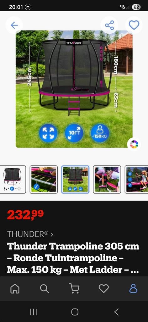Trampoline 3 m rond, Ophalen, Zo goed als nieuw