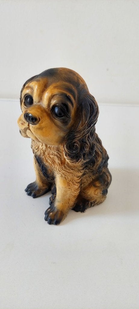 Vintage Beeld Hond Spaniël / Cavalier • Zwaar / Albast look, Ophalen of Verzenden, Zo goed als nieuw, Dier