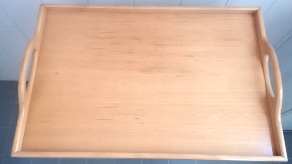 Vintage hout dien- / serveerblad, bed tafel € 20,00, Huis en Inrichting, Gebruikt, Ophalen of Verzenden, Dienblad, Met opstaande rand