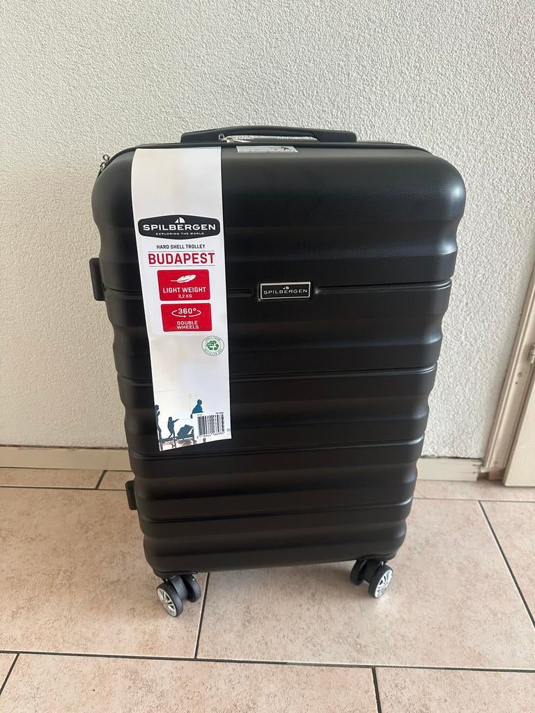 Spilbergen Hardcase Koffer + 2 Reissetjes (Roze & Groen), Ophalen, 40 tot 60 cm, Wieltjes, 20 tot 30 cm