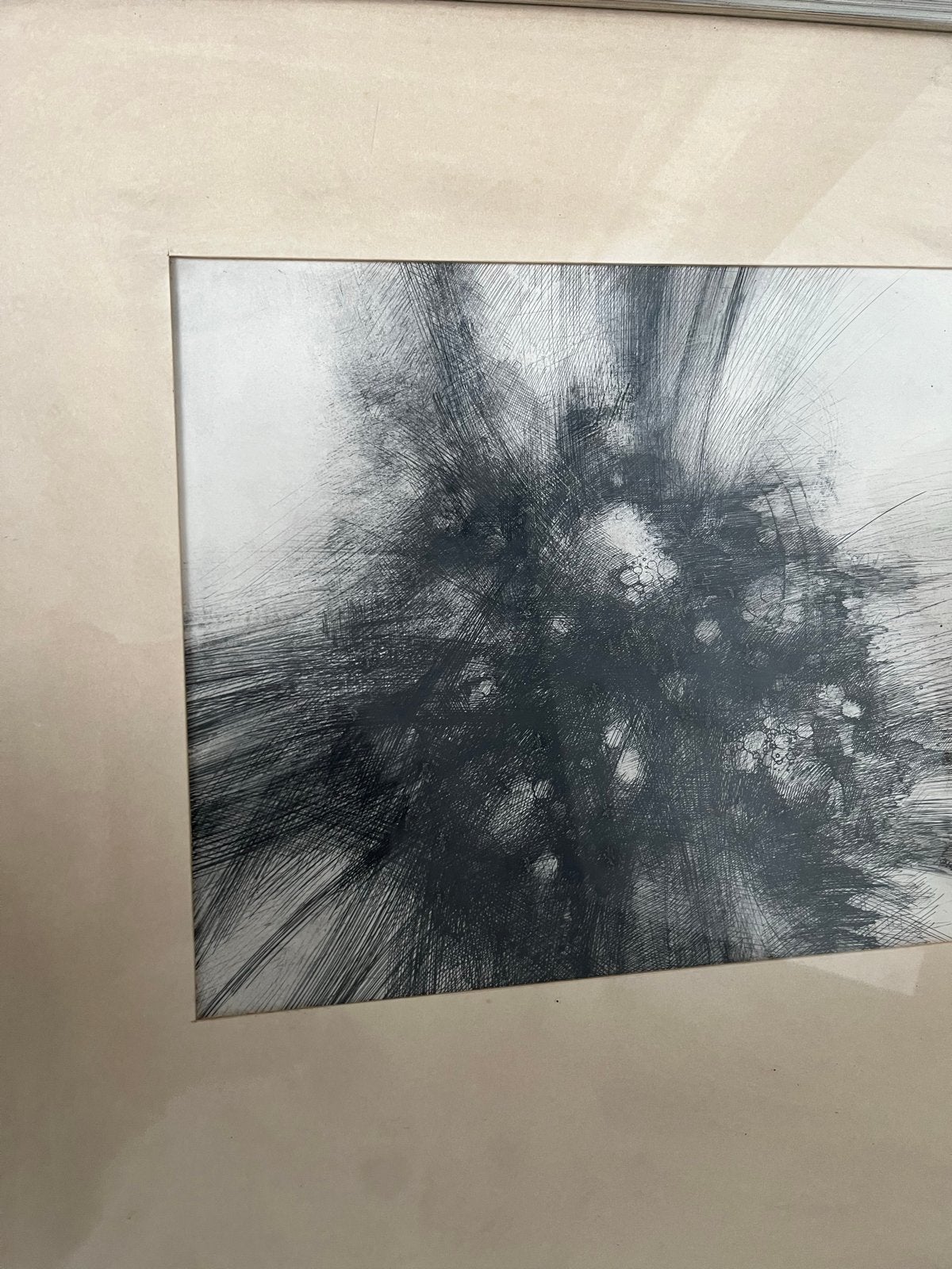 Abstracte Ets - Moderne Kunst, Ophalen, Ets, Ingelijst, 1950 - 1999