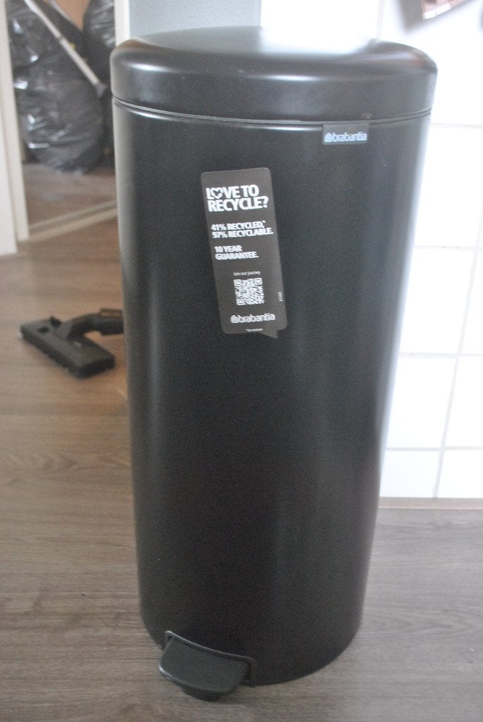Prullenbak, Brabantia, Ophalen, Met pedaal, Zo goed als nieuw, Rvs