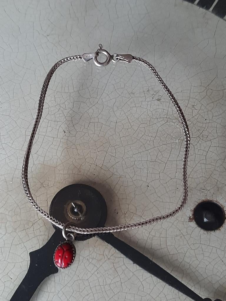 Kinder armband zilver 925 met hanger, Ophalen of Verzenden, Gebruikt, Zilver, Zilver