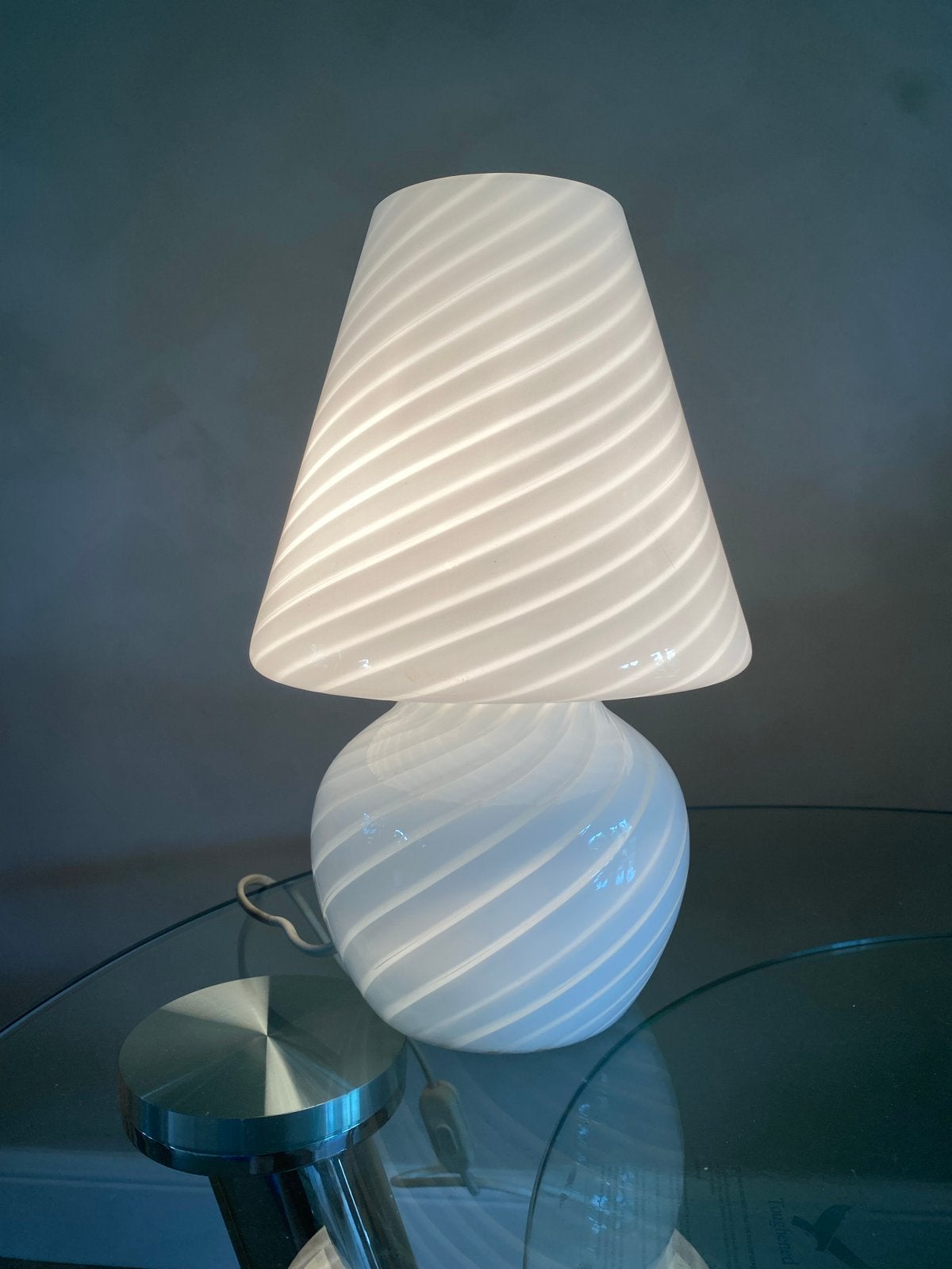Murano Glas Swirl Paddenstoel Lamp Space Age Mid-Century, Huis en Inrichting, Lampen | Tafellampen, Ophalen, Gebruikt, Overige merken