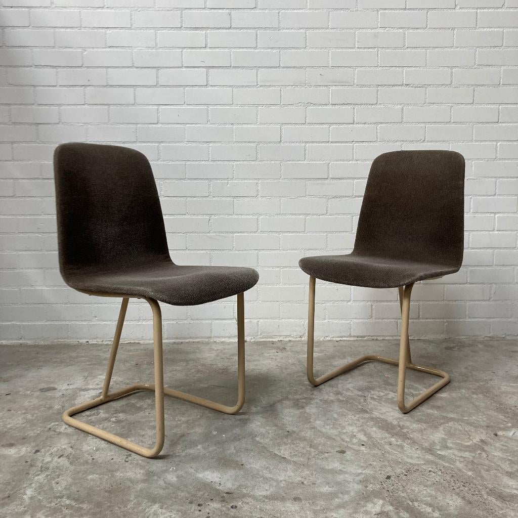 Vintage eetkamerstoelen buisframe stoelen, Ophalen, Gebruikt, Bruin, Vijf, Zes of meer stoelen