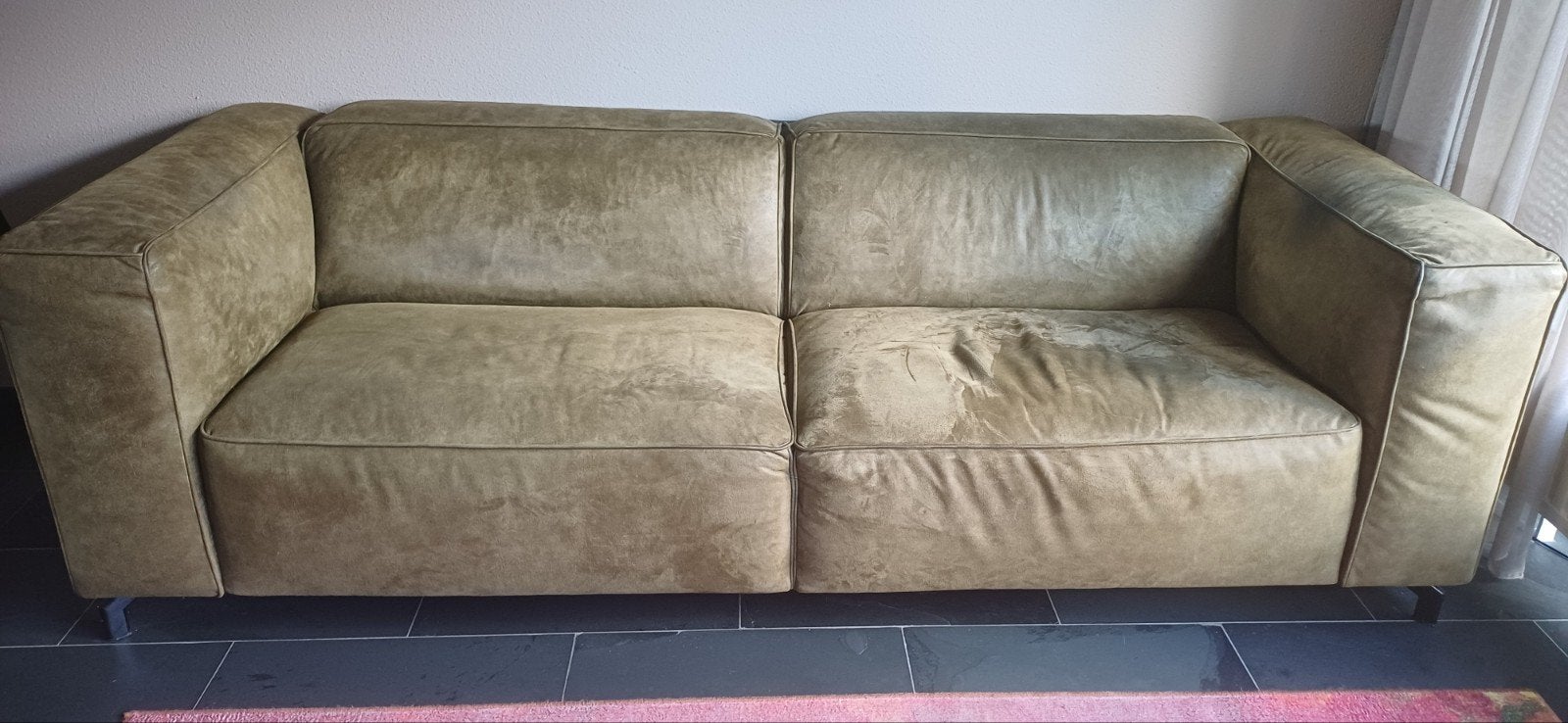 Zitbank (afmeting b x h x d	250 x 75 x 96 cm) Kleur groen, Ophalen, Gebruikt, Driepersoons, Rechte bank
