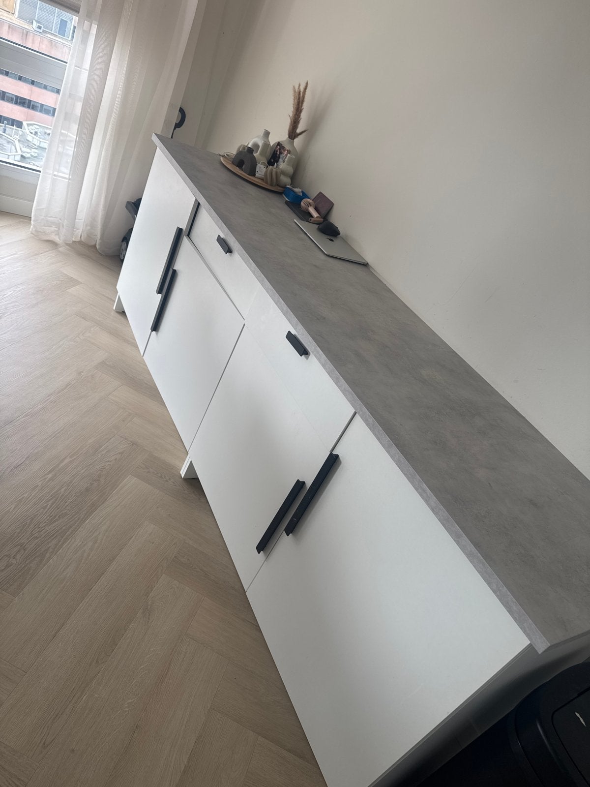 Ikea kast met betonlook blad, Ophalen, Overige materialen, 150 tot 200 cm, Zo goed als nieuw