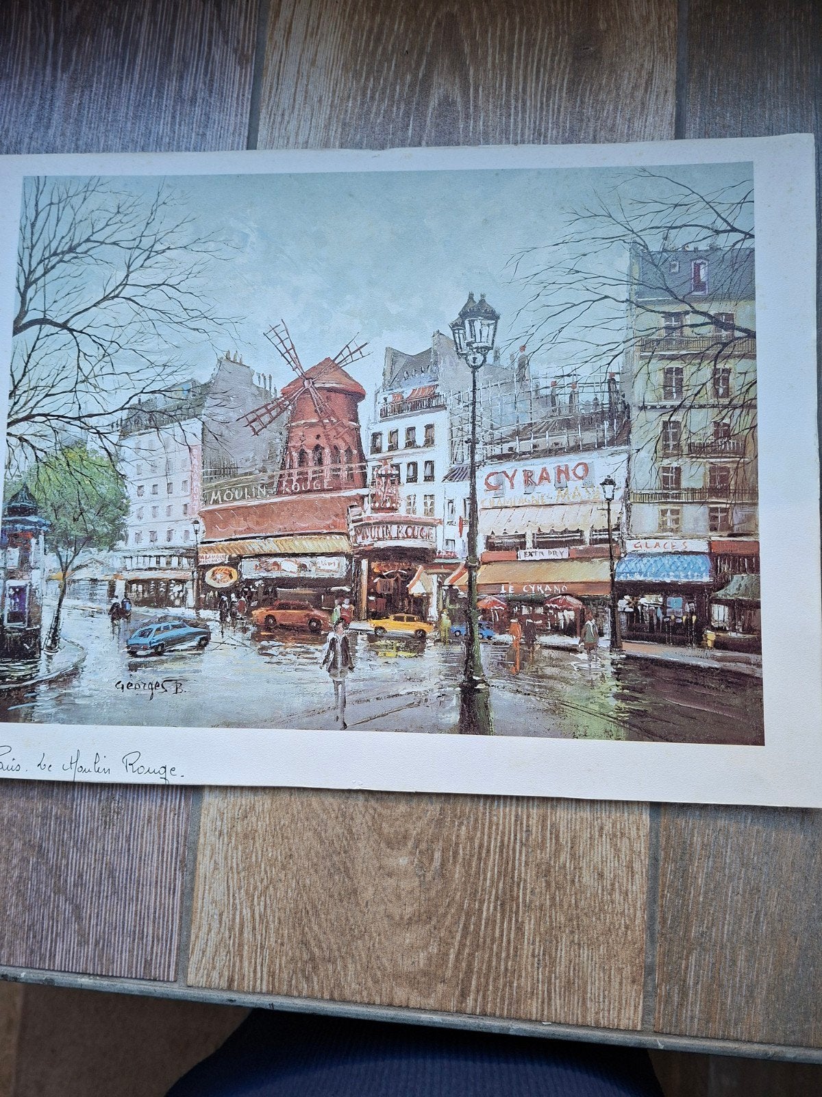 Parijs, Le Moulin Rouge - Gesigneerde Print Georges B., Antiek en Kunst, Realistisch, Ophalen of Verzenden, Gesigneerd, Print