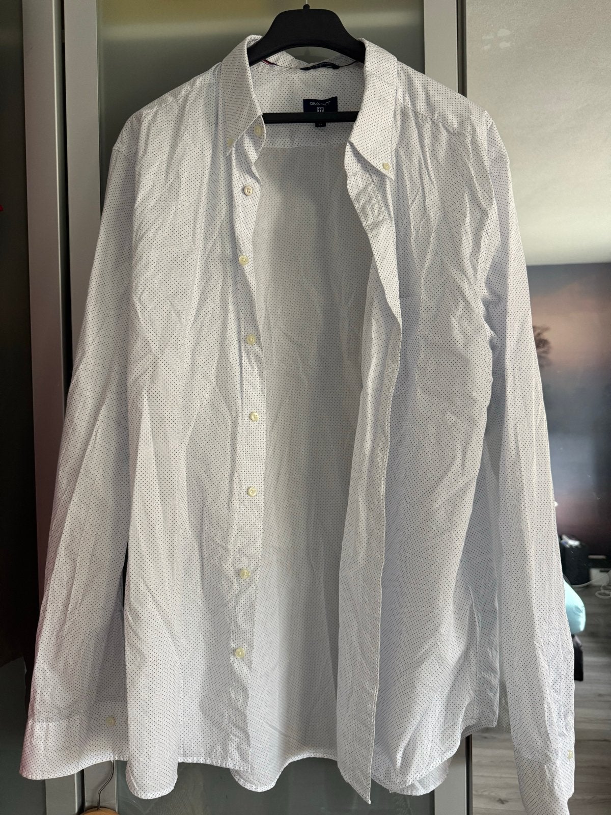 Gant overhemd 3XL - subtiel lichtblauw stipje, Ophalen of Verzenden, Zo goed als nieuw, Blauw, Overige halswijdtes