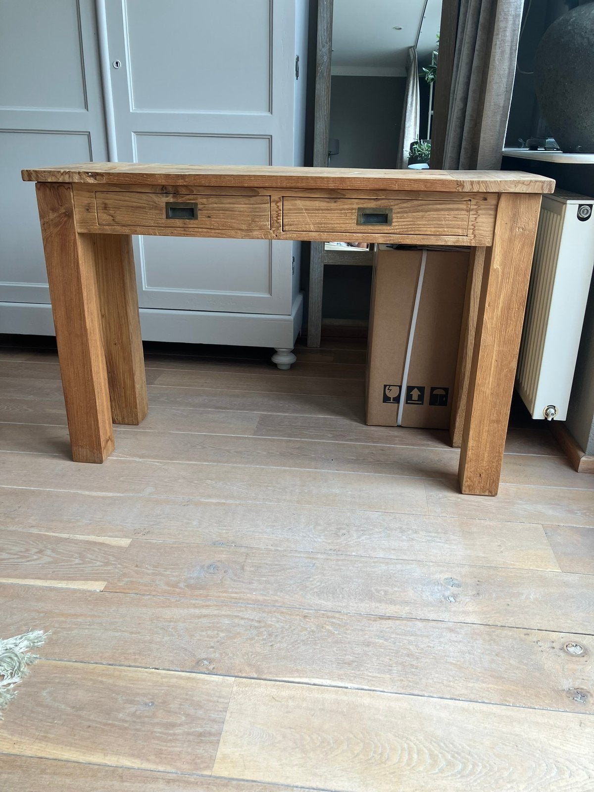 Mooie houten sidetables h80 d40 b120, Huis en Inrichting, Tafels | Sidetables, Ophalen of Verzenden, Zo goed als nieuw, 25 tot 50 cm