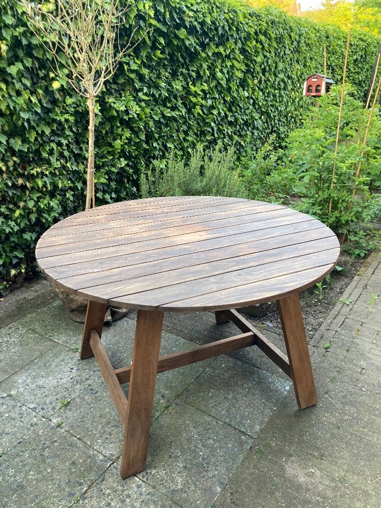 Teakhouten ronde tuintafel, Ophalen, Gebruikt, Rond, Teakhout