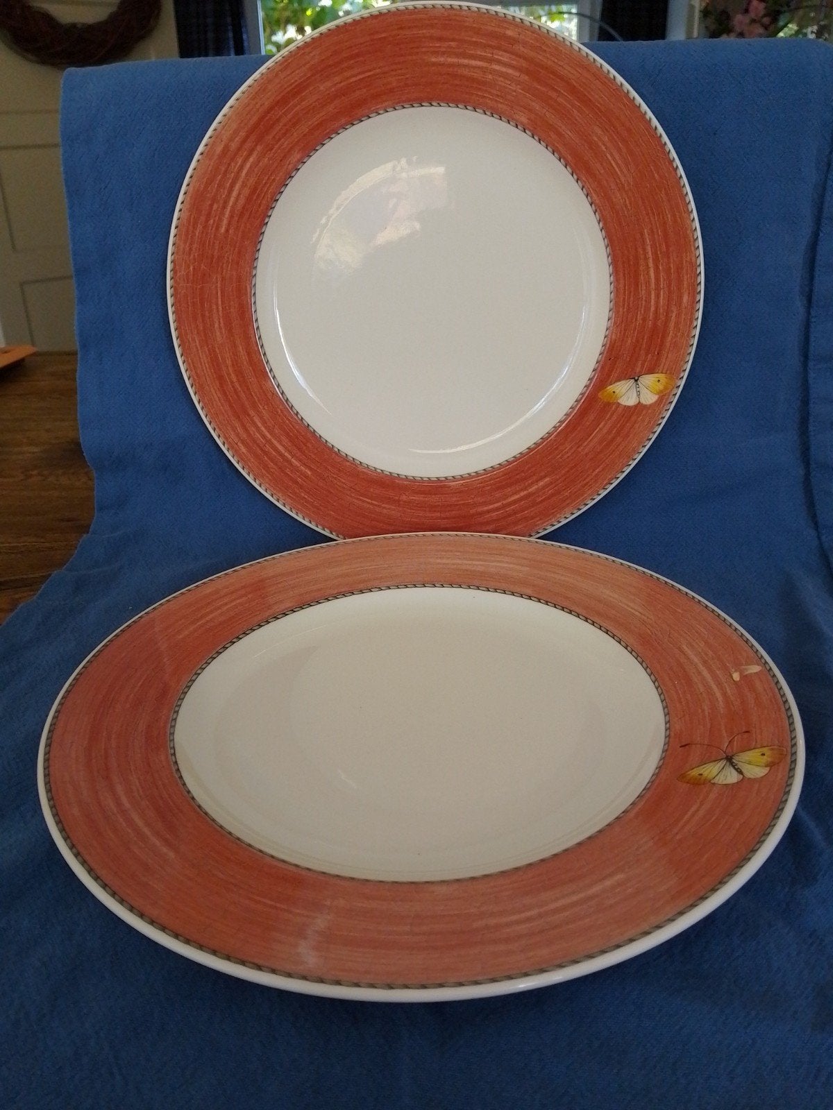 Wedgwood Sarah's Garden borden met vlindermotief, Gebruikt, Klassiek, Ophalen of Verzenden, Bord(en)