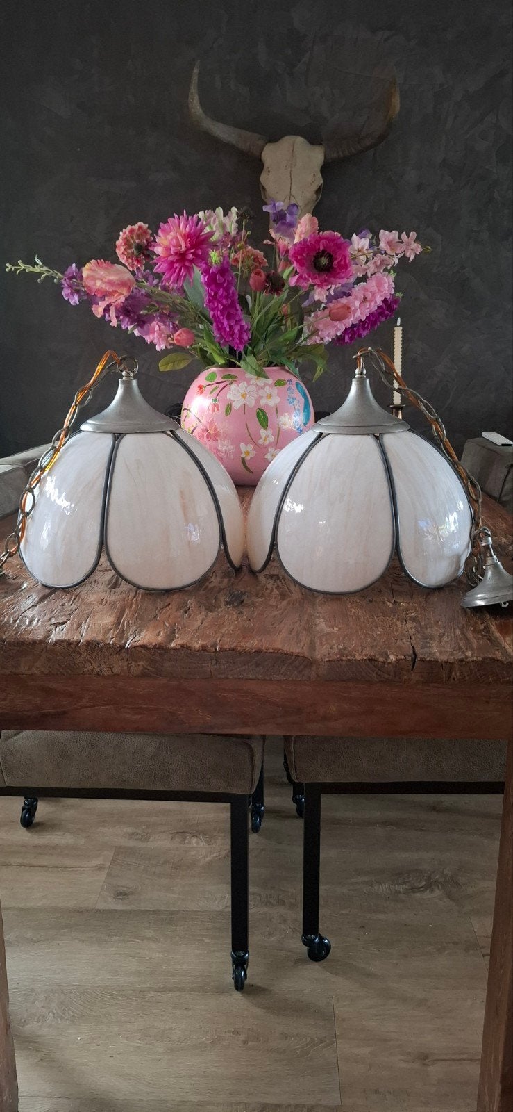 Prachtige Tiffany-stijl hanglampen (set van 2), Ophalen, Tiffany-stijl, E27 (groot), Zo goed als nieuw