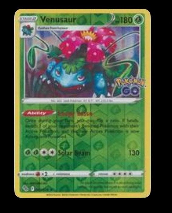 Venusaur Pokémon GO Holo Reverse Foil Kaart, Ophalen of Verzenden, Zo goed als nieuw, Losse kaart, Foil
