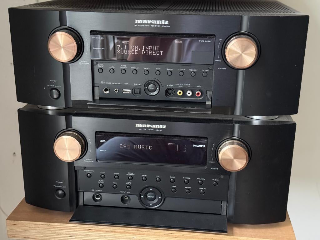 Marantz AV8003 + SR6004 4K/eARC + Harmony, Gebruikt, 120 watt of meer, Ophalen, Marantz