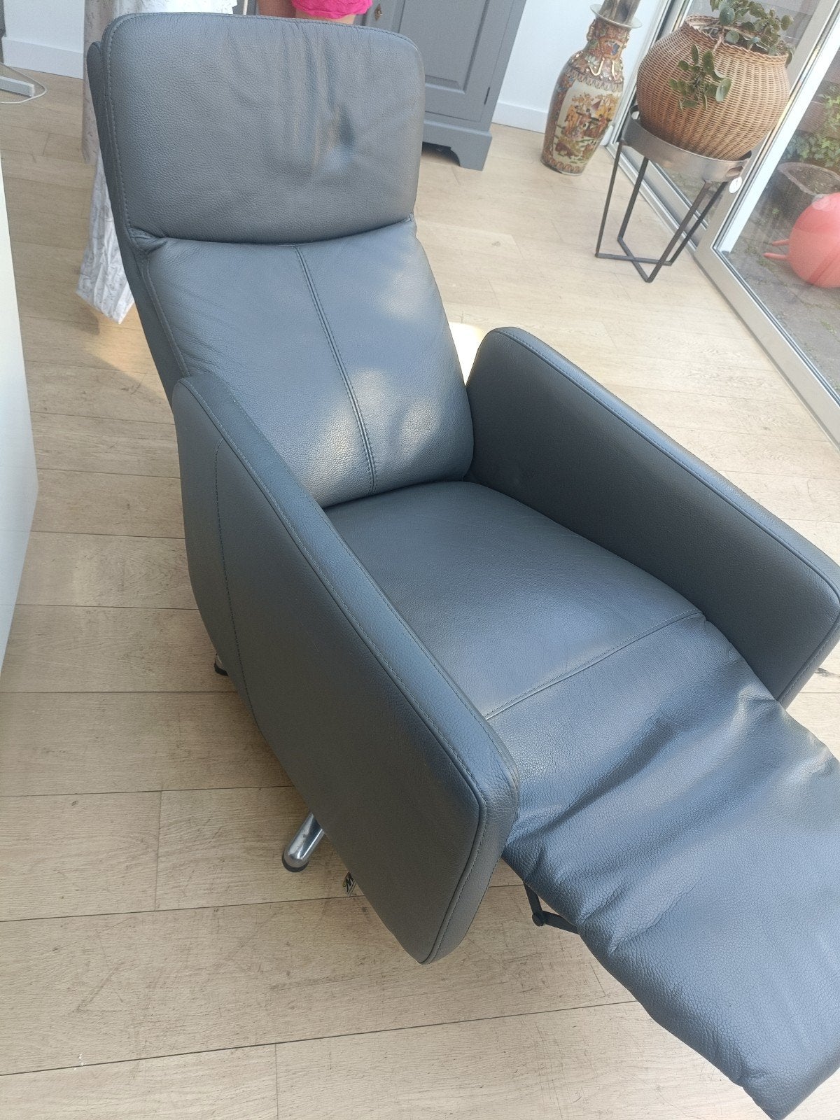 leren Montel relaxfauteuil, Huis en Inrichting, Fauteuils, Ophalen of Verzenden, Zo goed als nieuw, 50 tot 75 cm, Modern, design