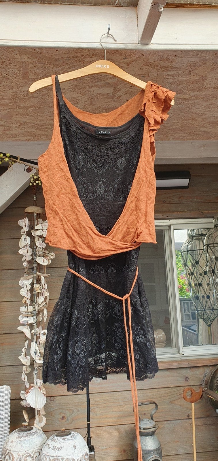 Sarah pacini terracotta kleurigewikkel top met ruches en str, Overige kleuren, Sarah Pacini, Maat 42/44 (L), Ophalen of Verzenden