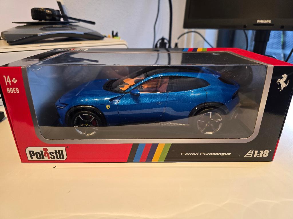 Ferrari Purosangue, blauw 1/18, Ophalen of Verzenden, Nieuw, Auto, Overige merken