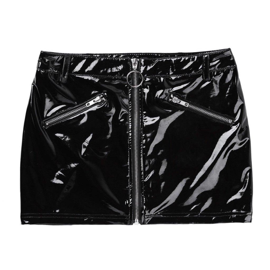 Wetlook mini rokje met rits leren lak zwart dames rok sexy, Maat 38/40 (M), Verzenden, Zwart, Nieuw