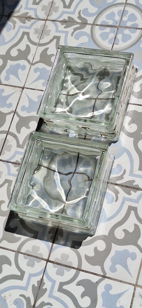 Partij vintage glasblokken, Doe-het-zelf en Verbouw, Glas en Ramen, Ophalen, Gebruikt, Minder dan 80 cm, Minder dan 80 cm