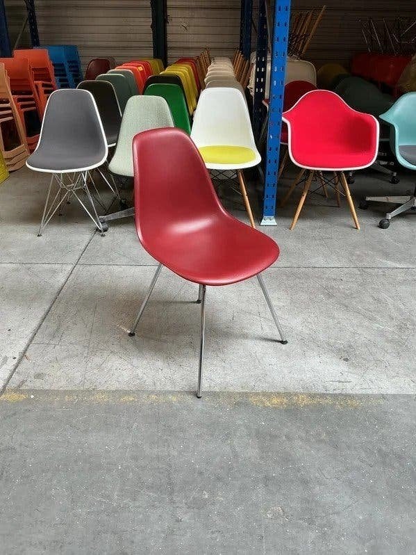 Vitra DSX Design Stoelen | Donkerrood | Chroom|Eetkamerstoel, Twee, -, -, Ophalen of Verzenden