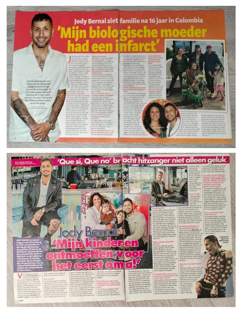 Jody Bernal 4-pagina’s tijdschrift artikelen, Verzenden, Zo goed als nieuw, Boek, Tijdschrift of Artikel