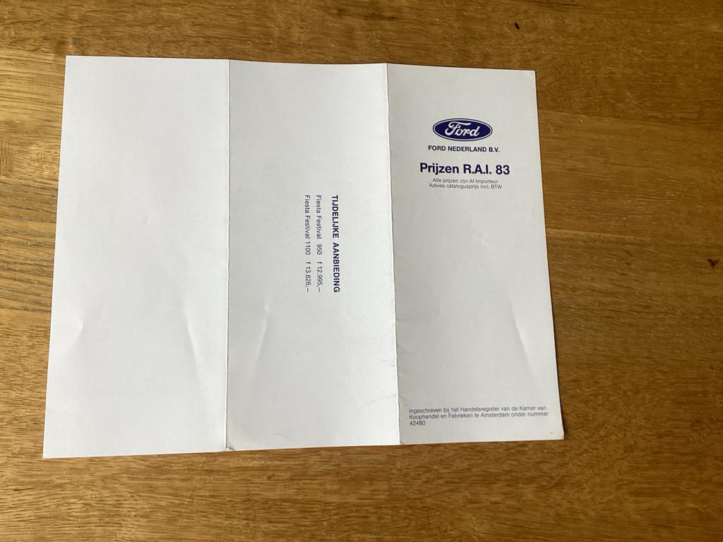 Ford Prijzen R.A.I. 83 - Originele Prijslijst, Ophalen of Verzenden, Gelezen, Ford