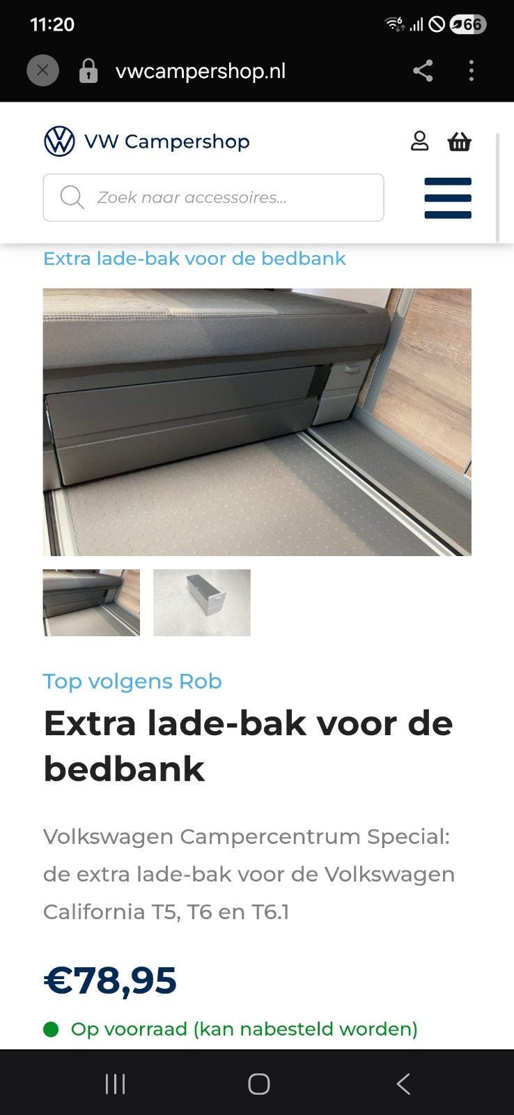 Extra lade-bak voor de bedbank vw california t5 t6 t6.1, Ophalen of Verzenden