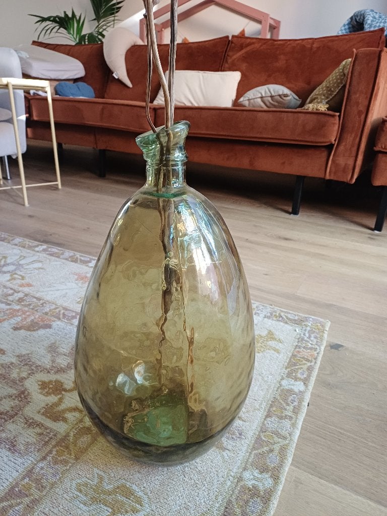 Sier vaas van glas, Ophalen, Beige, Inclusief droogbloemen, Glas