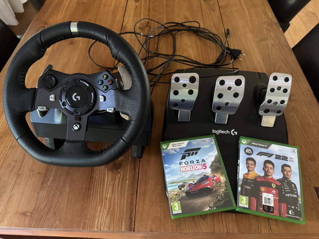 Logitech G920 Driving Force racestuur + pedalen + games, Ophalen, Racestuur, Xbox, Force feedback