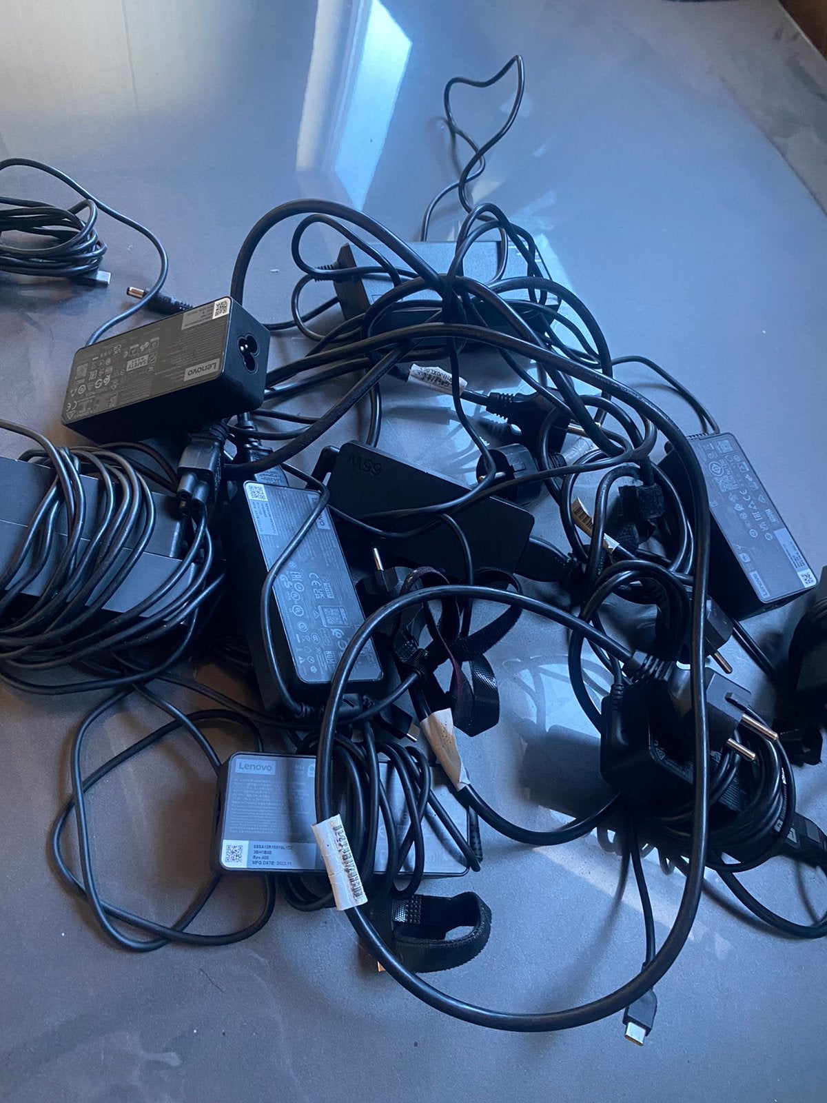 Partij lenovo usb-c usb C 10 stuks 65watt laptops charger, Verzenden, Zo goed als nieuw