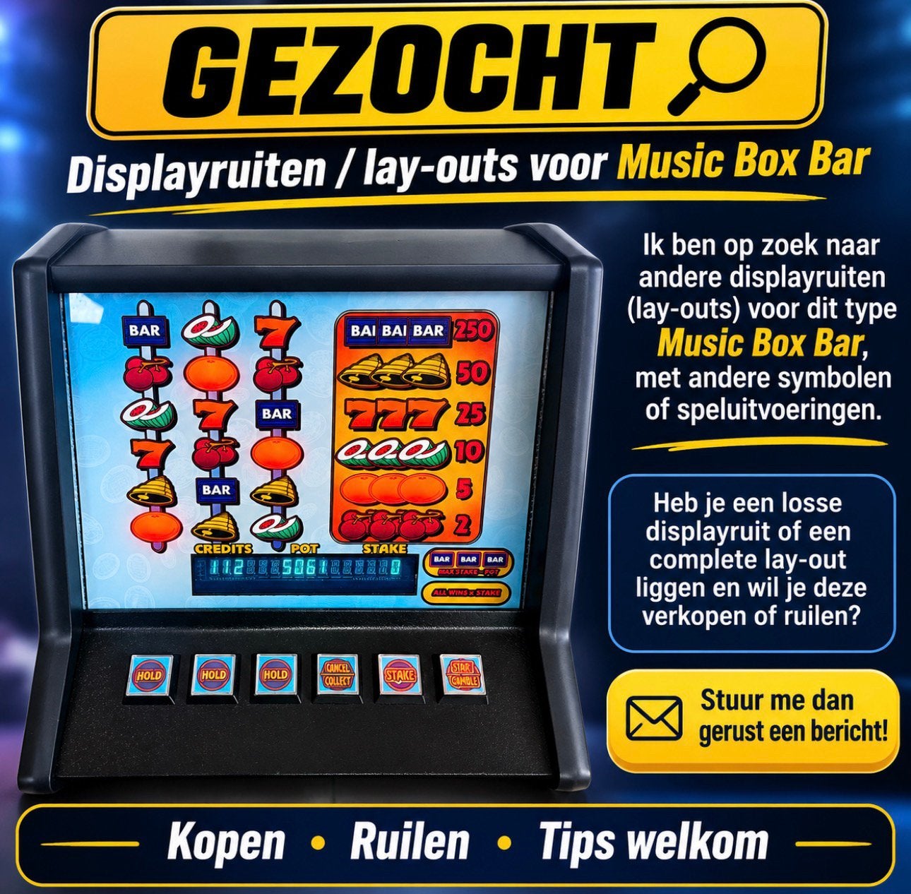 Gezocht display ruiten voor de music box, Verzamelen, Automaten | Gokkasten en Fruitautomaten, Euro, Ophalen of Verzenden, Zo goed als nieuw