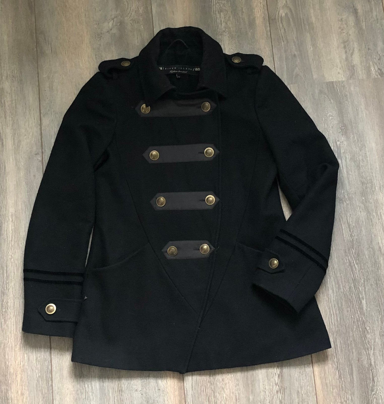 ZGAN Zwarte jas van River Island maat 38 - heel leuk!, Ophalen of Verzenden, Zo goed als nieuw, Maat 38/40 (M), Zwart