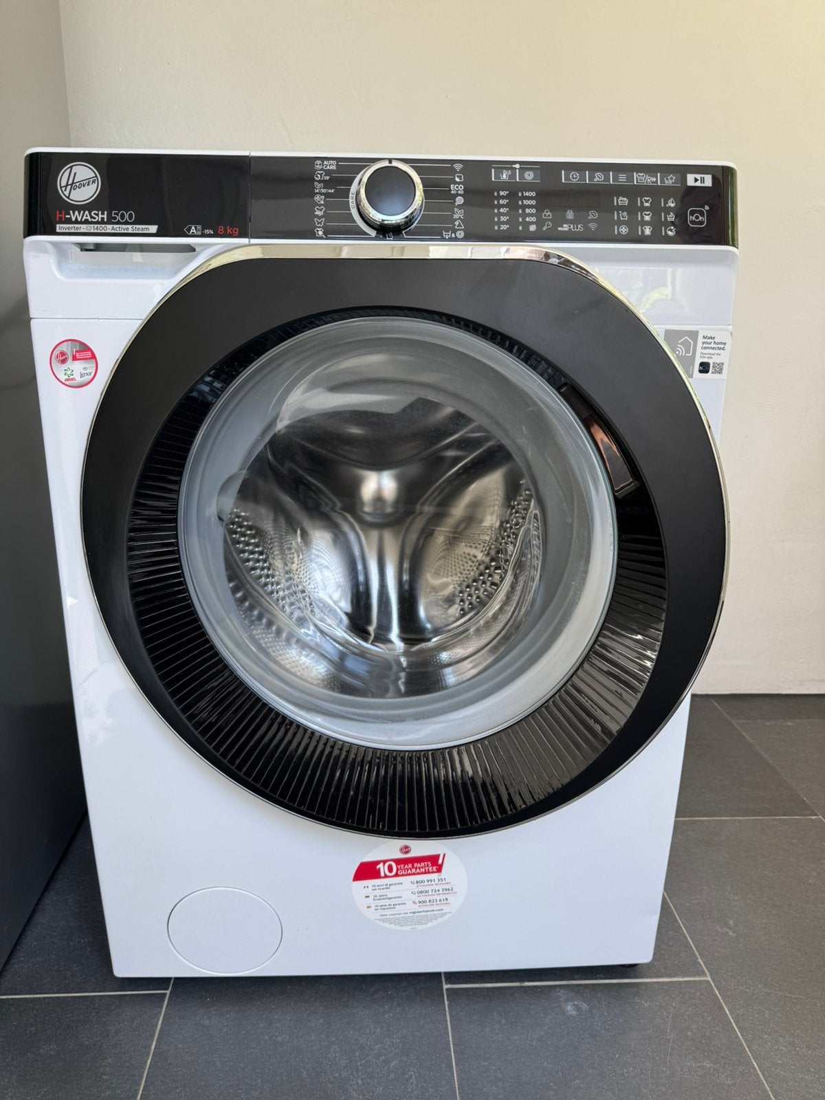 Hoover H-WASH 500 wasmachine, Ophalen, Zo goed als nieuw, 1200 tot 1600 toeren, 85 tot 90 cm