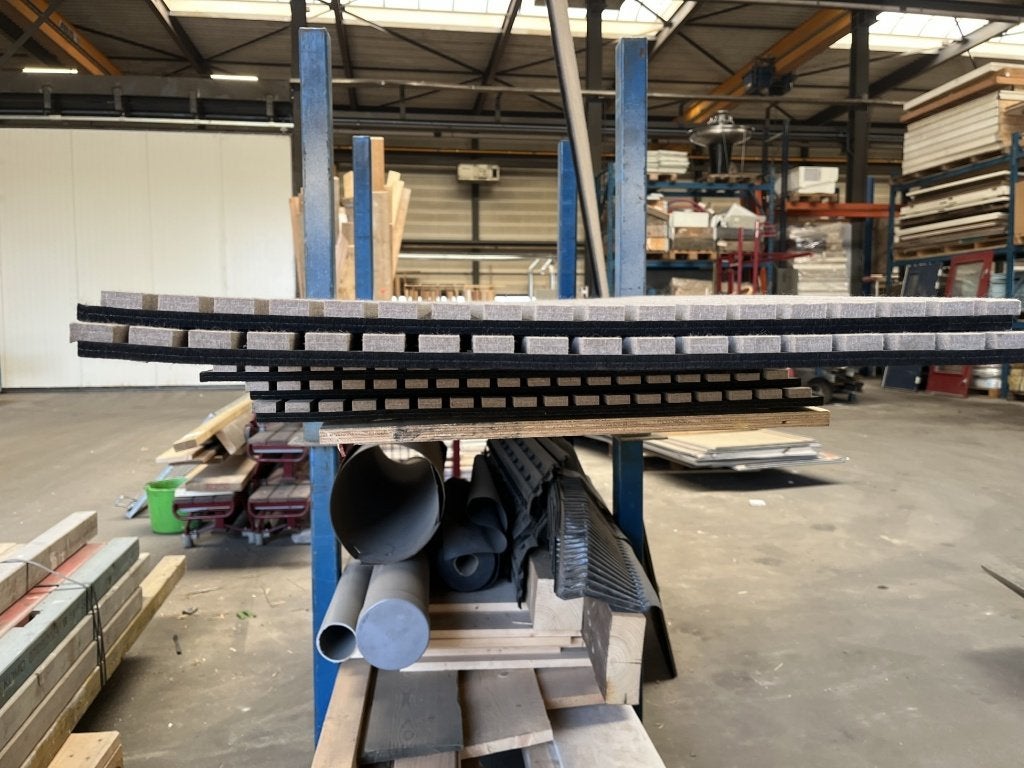 Akoestische vilten grijszwarte wandpanelen, Meerkleurig, Textiel, 240 cm, 60 cm