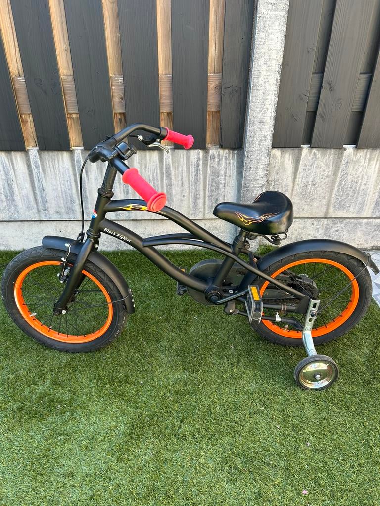 Popal Black Fighter jongensfiets 16 inch, Ophalen, Terugtraprem, Zijwieltjes, 16 tot 20 inch