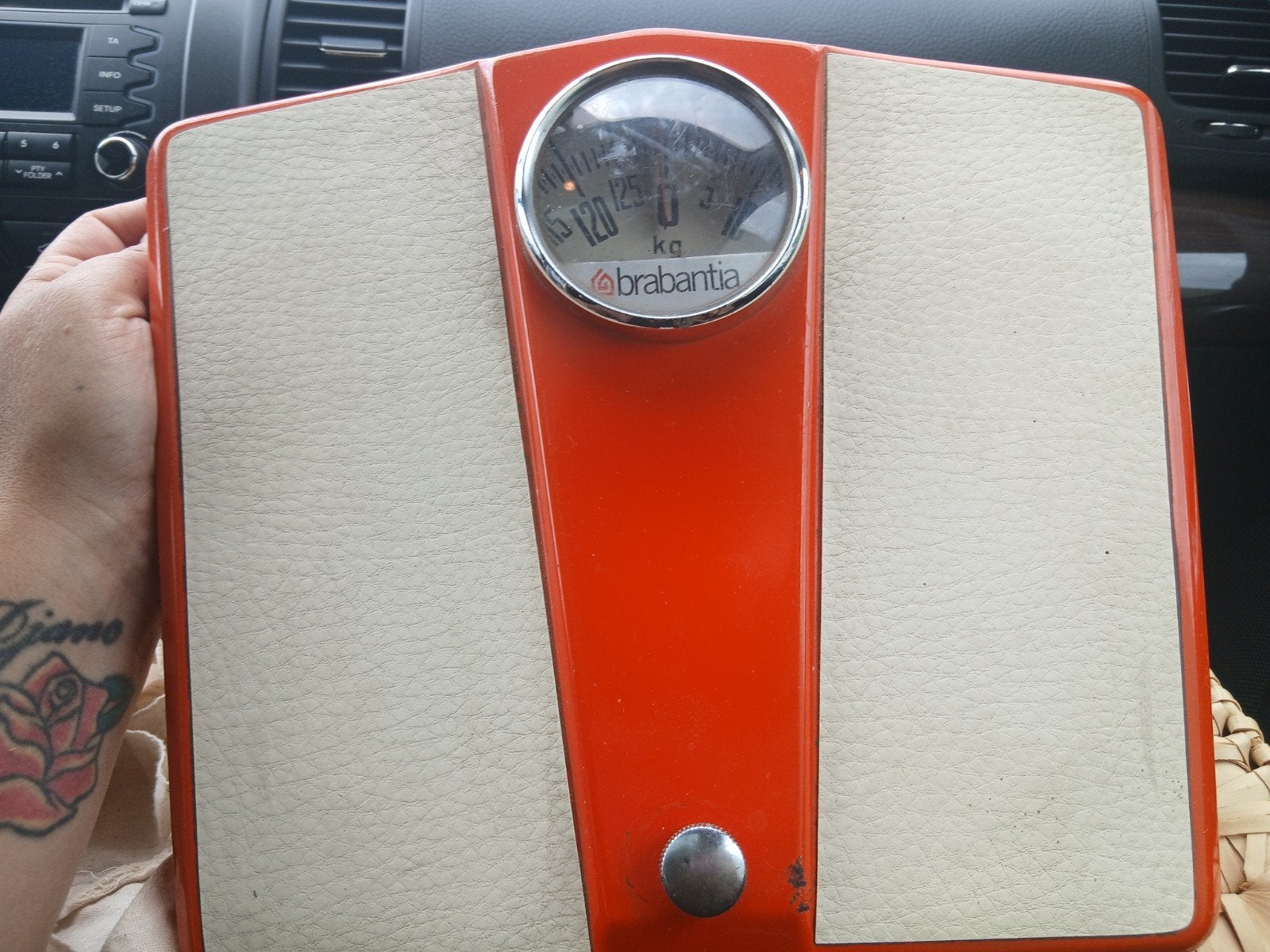 Vintage Brabantia Personenweegschaal - Oranje Retro Design, Gebruikt, Analoog, 100 kg of meer, Ophalen of Verzenden