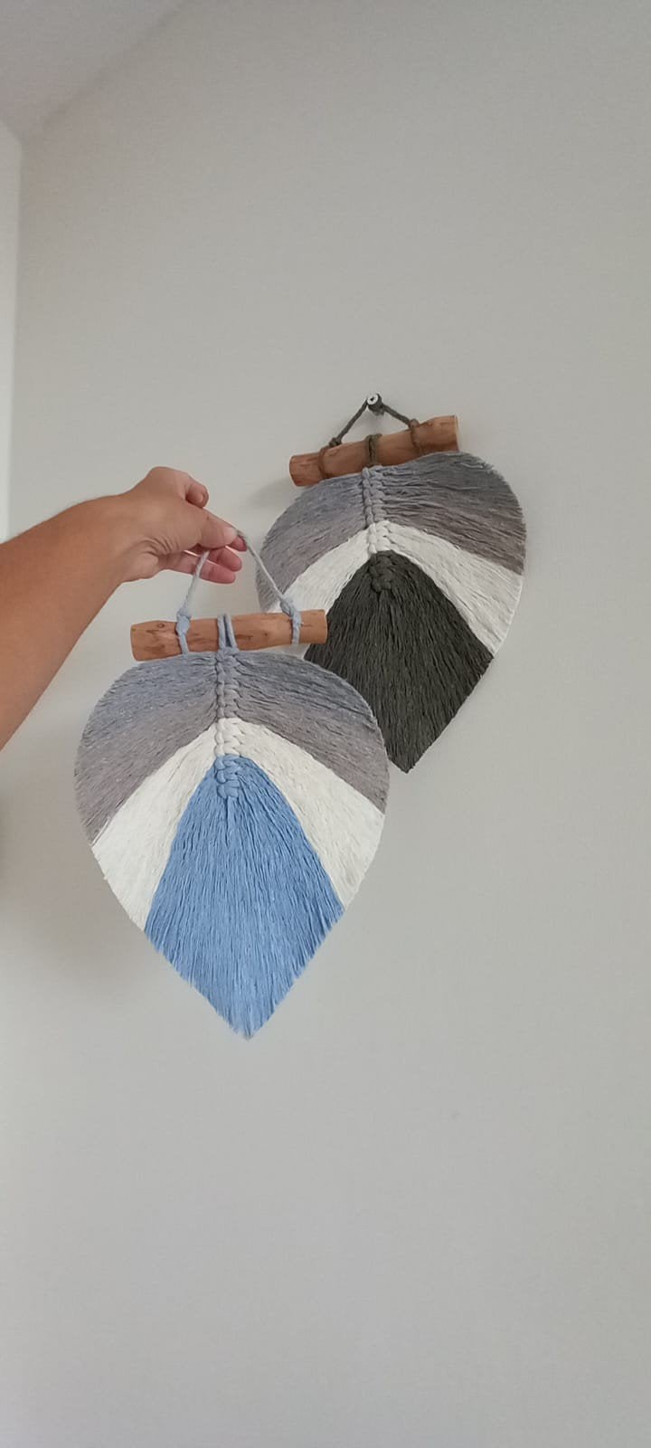 Handgemaakte Macramé Bladeren - Blauw en Groen, Meerkleurig, Boho, Nieuw, Ophalen of Verzenden