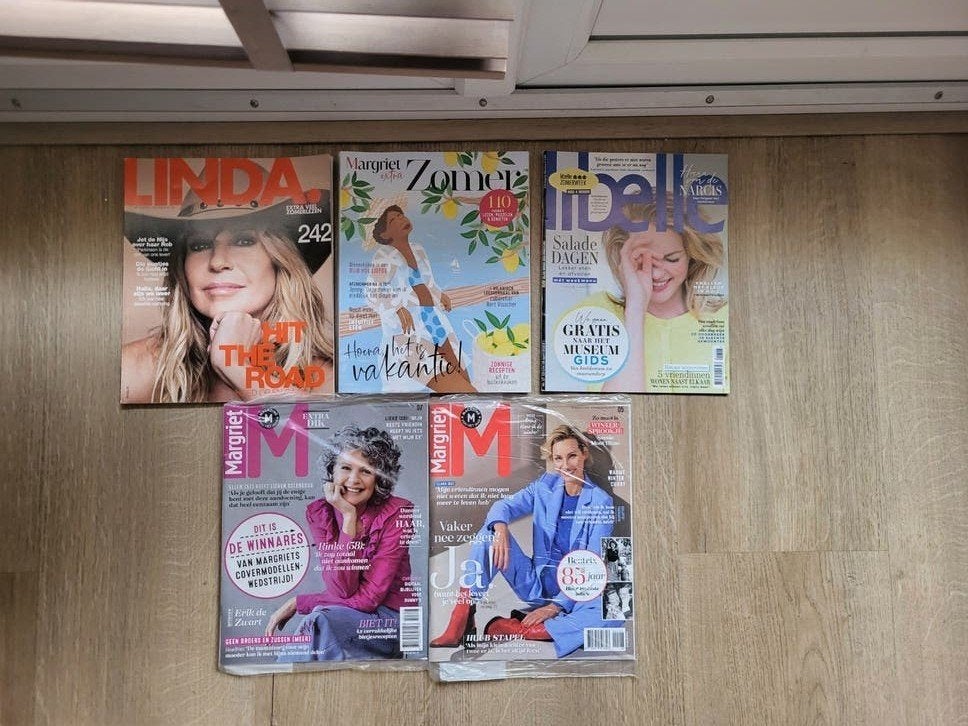 Pakket van 5 diverse tijdschriften: Linda, Margriet, Libelle, Ophalen of Verzenden, Zo goed als nieuw, Damesbladen
