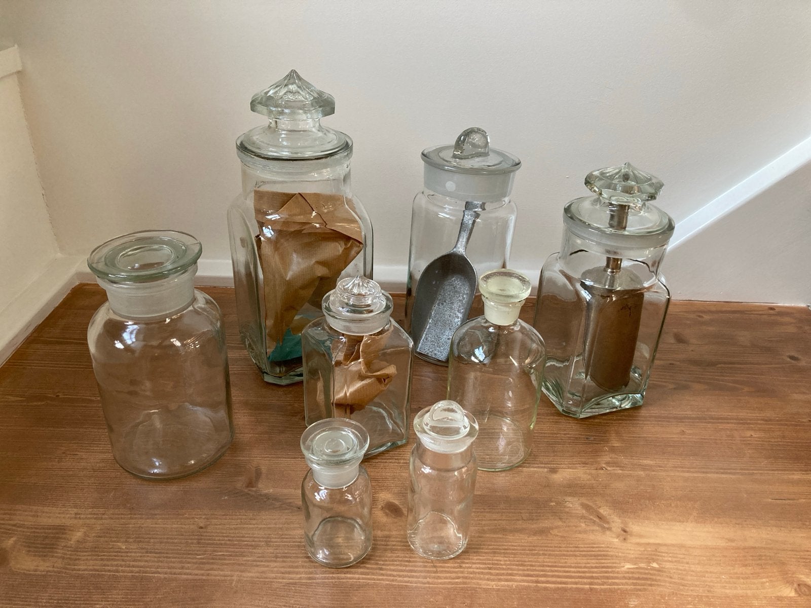 Set van 8 Antieke Apothekers / Stopflessen, Antiek en Kunst, Ophalen