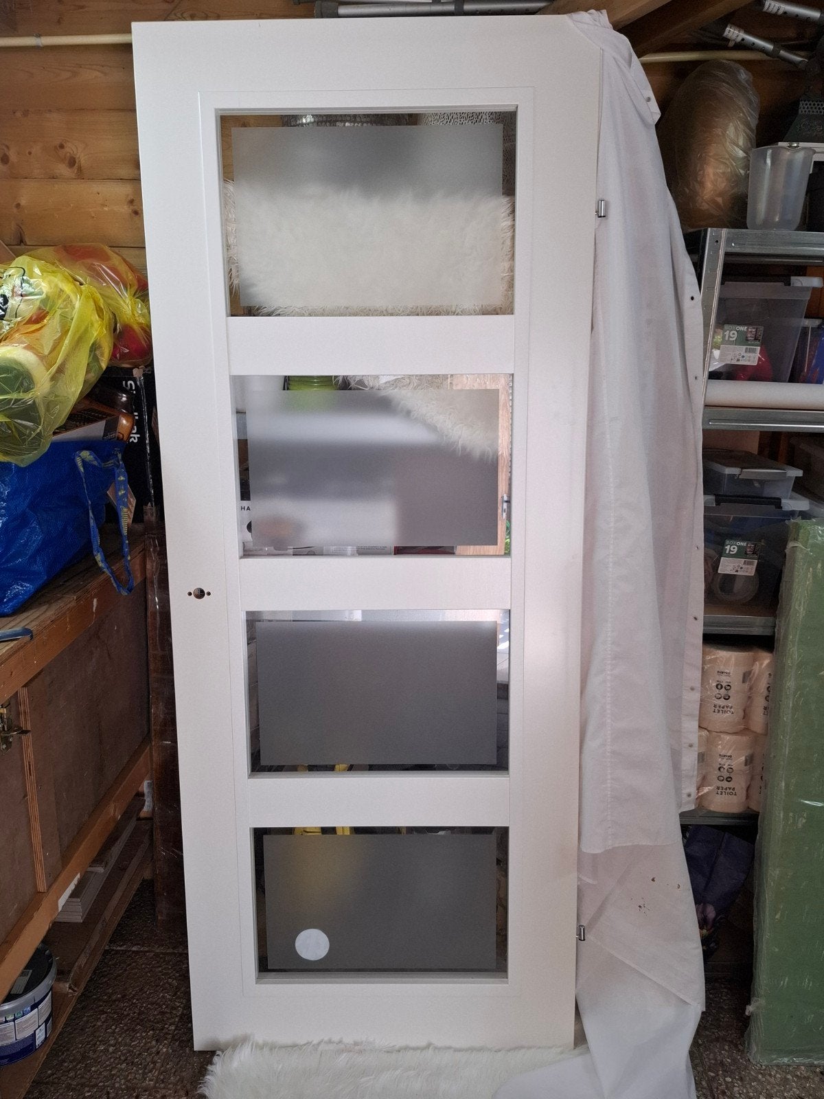 Witte binnendeur met glaspanelen, Doe-het-zelf en Verbouw, Deuren en Horren, Ophalen, 80 tot 100 cm, Binnendeur, Nieuw