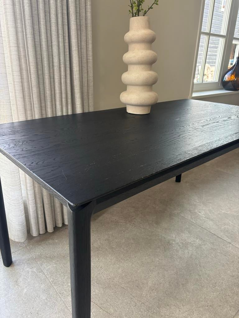 Degelijke zwarte houtfineer tafel 160x80 cm, Huis en Inrichting, Ophalen, Gebruikt, 50 tot 100 cm, 150 tot 200 cm