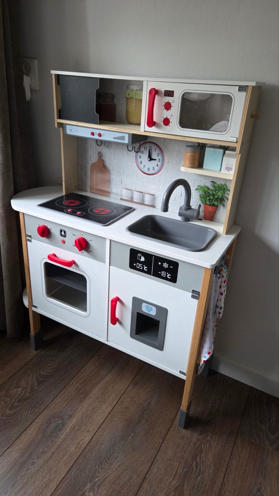 Grote speelgoedkeuken met accessoires en houten speeleten, Ophalen, Gebruikt, Overige typen, Met licht